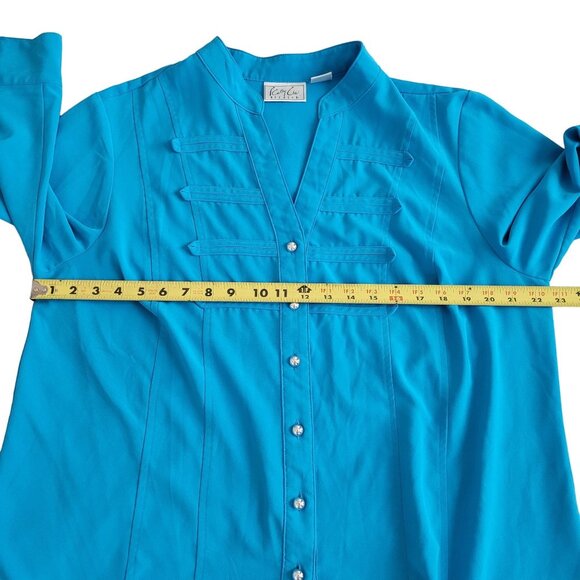 Women's Blouse Kathy Che Stretch Button Down Top14/16 W - Picture 6 of 7